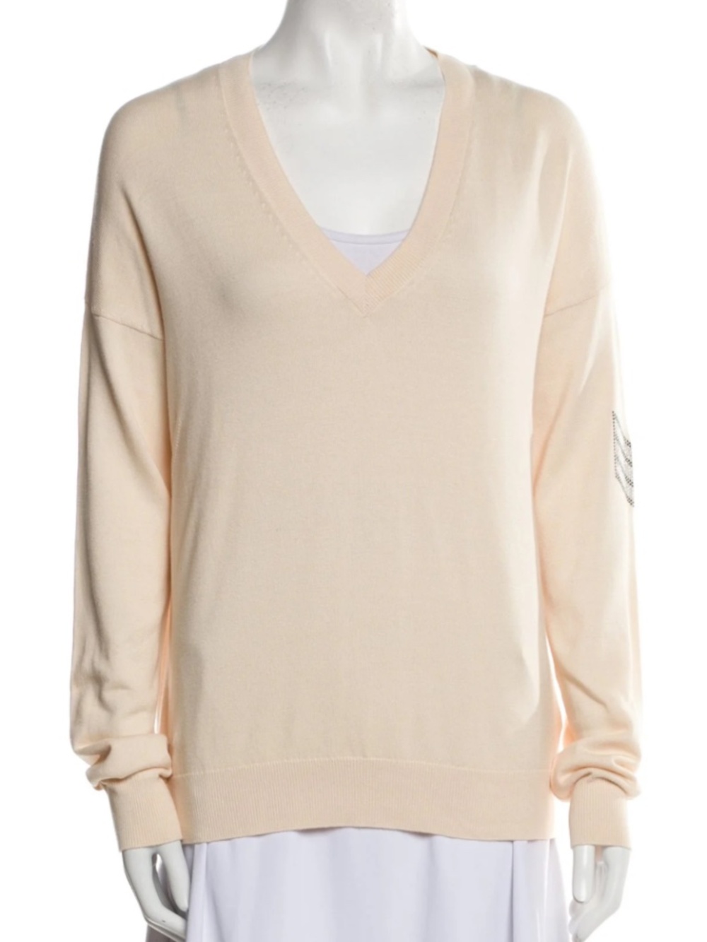 Zadig & Voltaire Cream V-Neck Sweater Size S